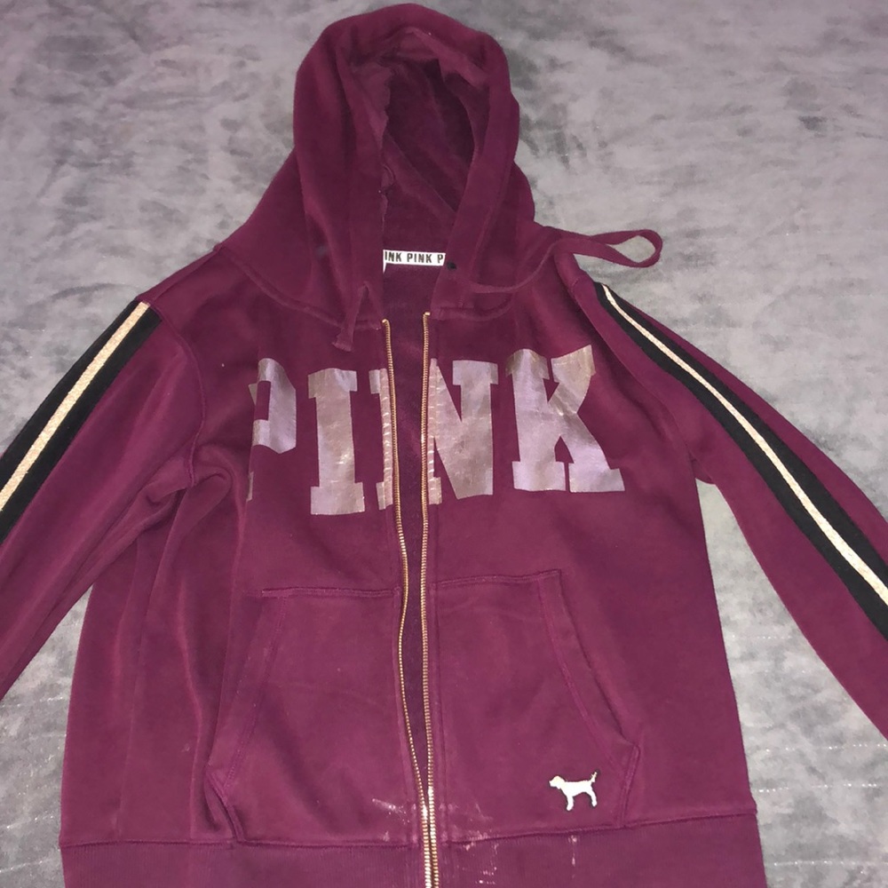victoria secret PINK maroon zip up sweater
